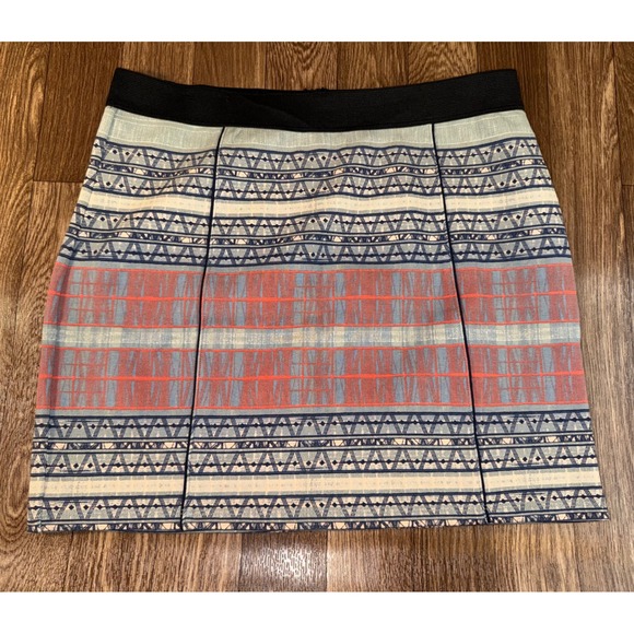 Forever 21 Dresses & Skirts - Forever 21 Contemporary Blue Orange Tribal Geometric Print Mini Skirt Size M